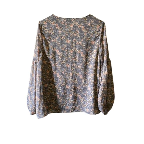 Women's Floral V-Neck Long Sleeve Blouse Multicolor Size M Gilli Balloon Sleeve - Picture 7 of 10